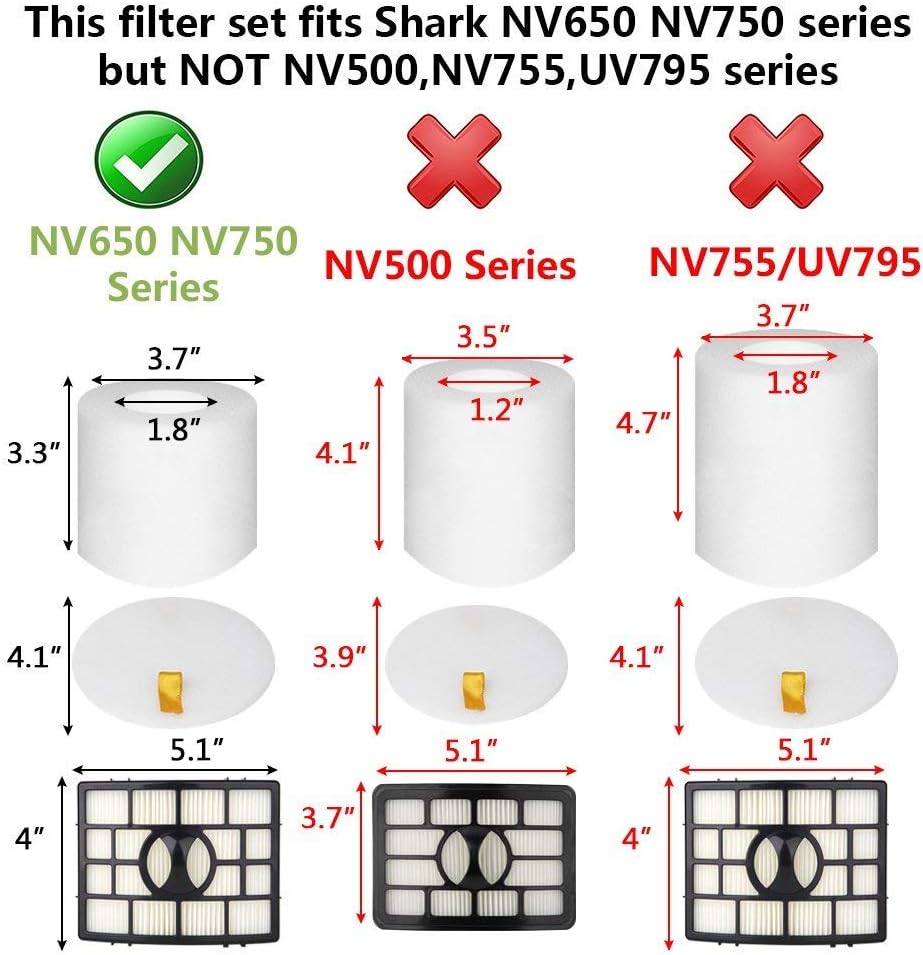 NV752, AZ1002 Filters for Shark Rotator APEX DuoClean Powered Lift-Away Vacuum AZ1002, NV650, NV651, NV652, NV750, NV751, NV752, NV753, AX950, AX951, Replacement Part XFF650 & XHF650 image 2 of 5 B07P5LYMQ7