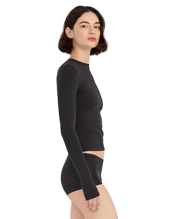 Organic Basics Women's Flex Long Sleeve Tee, Black, Large by Organic Basics - Used condition - Image 2