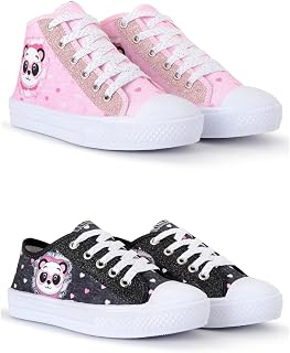 Kit 2 Pares Tênis Feminino Infantil Panda Botinha E Cano Curto