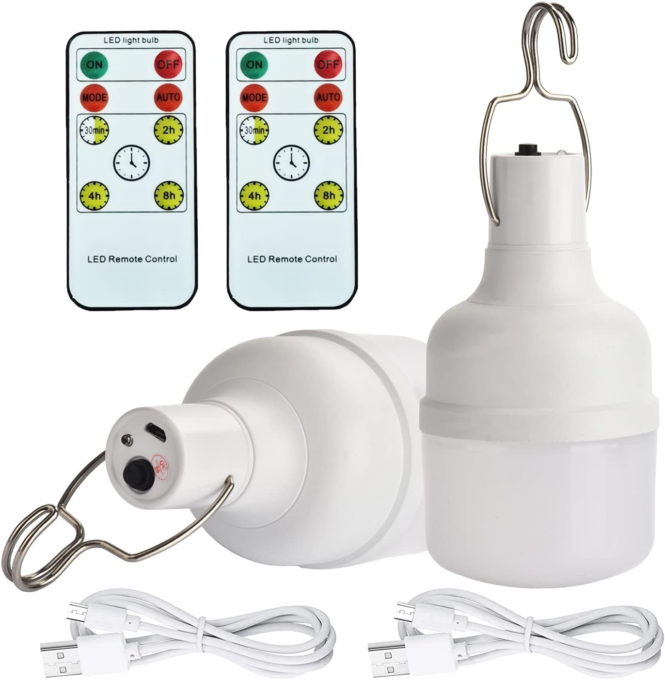 LED Bulb Light Camping Light Portable 75-300LM Dim Lantern Indoor 2000mAh for Chicken Coop Lamp Hiking Fishing Tent Indoor Shed Hurricane Emergency Light USB Charged(No Solar Panel)