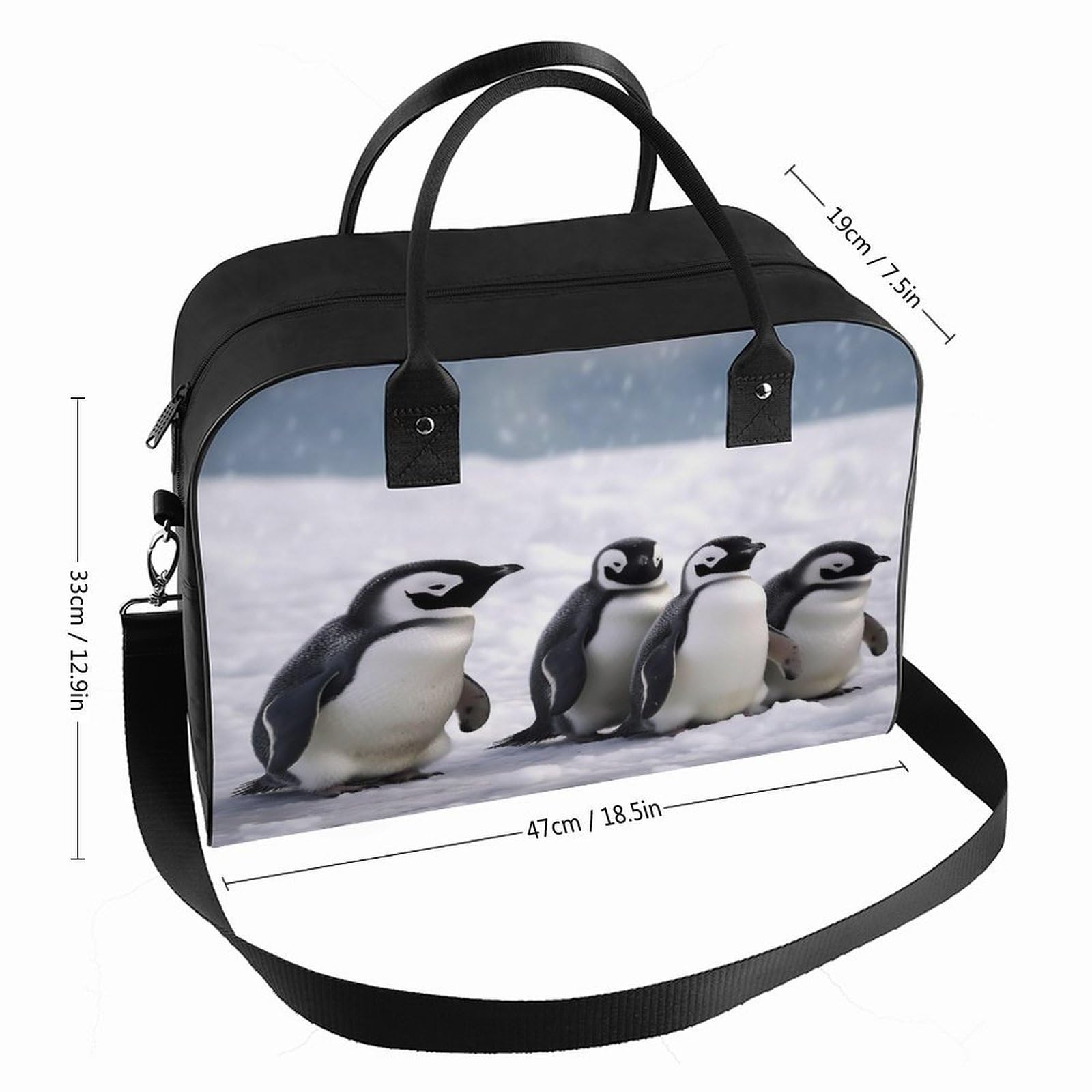 Animals And Snowfield Laptop Tote Bag Casual Travel Handbag Multi Pocket Shoulder Bags for Work Travel