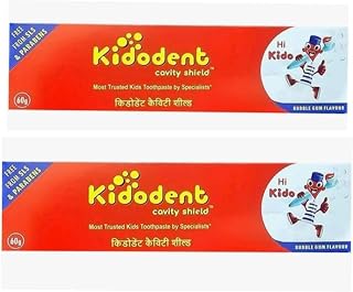 Kidodent toothpaste - kids Cavity Shield Dental Gel Bubblegum Flavour, 60g (Pack of [2]) - Strong Teeth & Fresh Breath Price In India