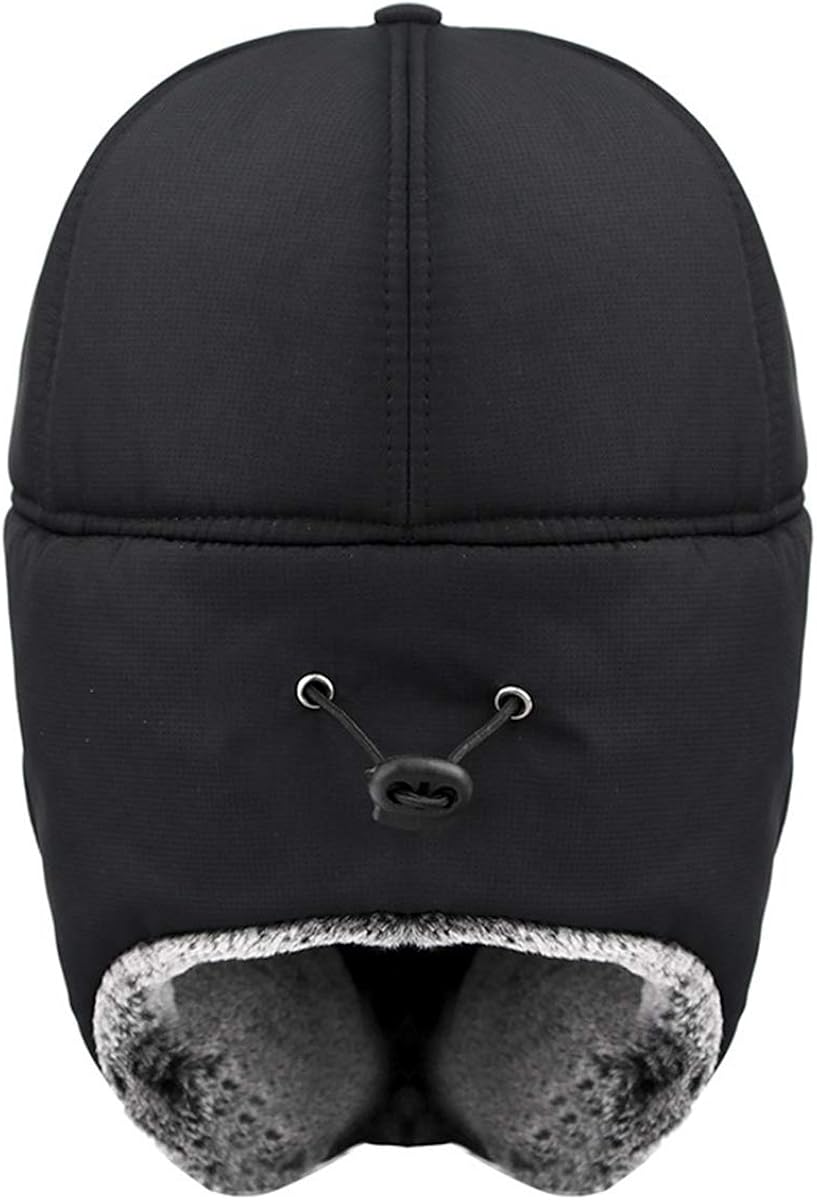 3 in 1 Winter Warm Facemask Cap, Bomber Hat with Full Face Ear Flap, Men Trapper hat with Fur Lined Black Aviator Hat (1PACK) at  Women’s Clothing store