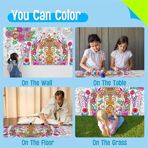 Image of Giant Coloring Poster, Large Plant Coloring Activity Paper 75 inch x 31 inch Jumbo Size Versatile Paper DIY Painting Drawing Banner /Tablecloth for School Group Family Art Craft Activities Decoration