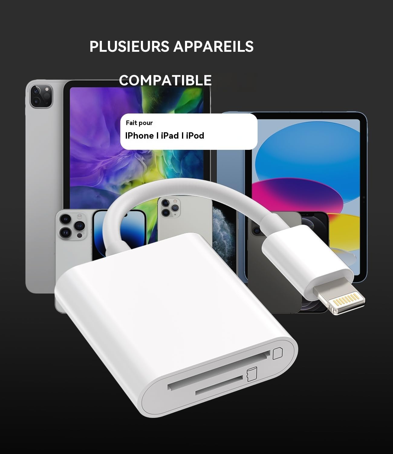Lettore schede SD per lightning(2 pack)Micro SD memoria adattatore per iPhone 14 pro TF card reader trasferire dati foto macchina fotografica per Apple MFi Certified per iPad chiavetta memoria esterna