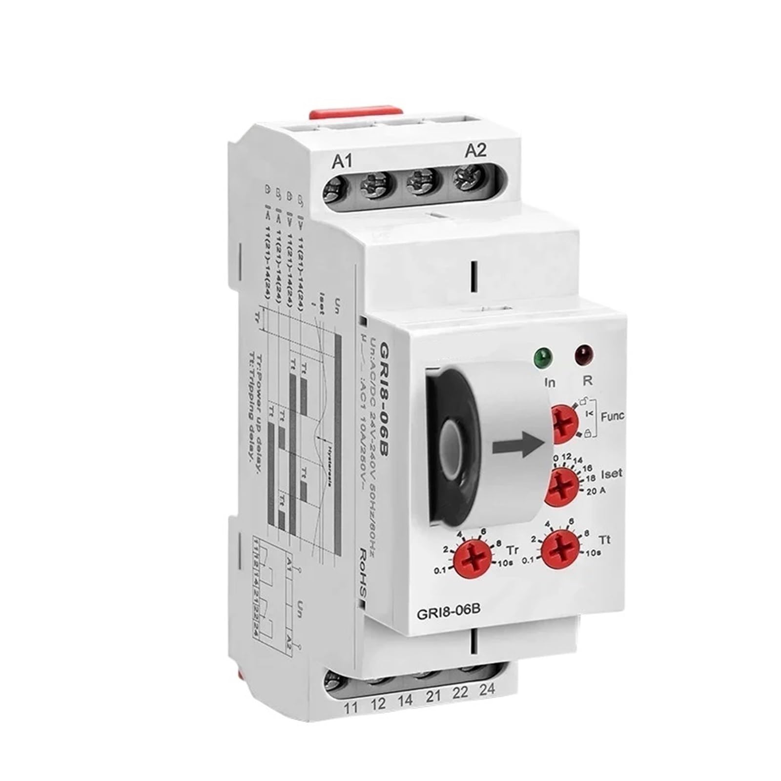 OSHZIKJII GRI8-06 Relay 18mm width 2CO 8A Relay 24V-240V(GRI8-06B ACDCCurrent)