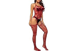 Womens Fishnet Bodystocking Plus Size Crotchless Bodysuit Sexy Tights Soft Nightwear Lingerie