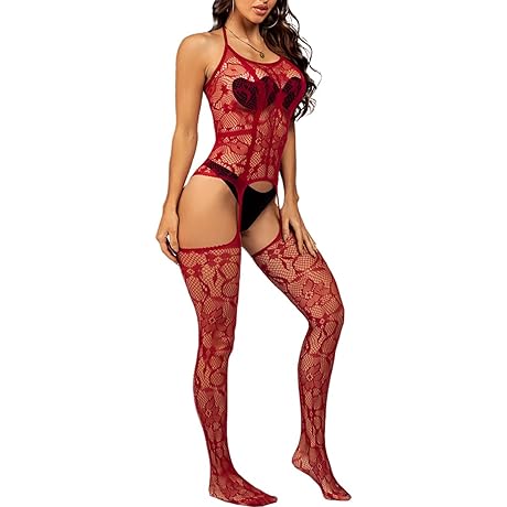 Womens Fishnet Bodystocking Plus Size Crotchless Bodysuit Sexy Tights Soft Nightwear Lingerie