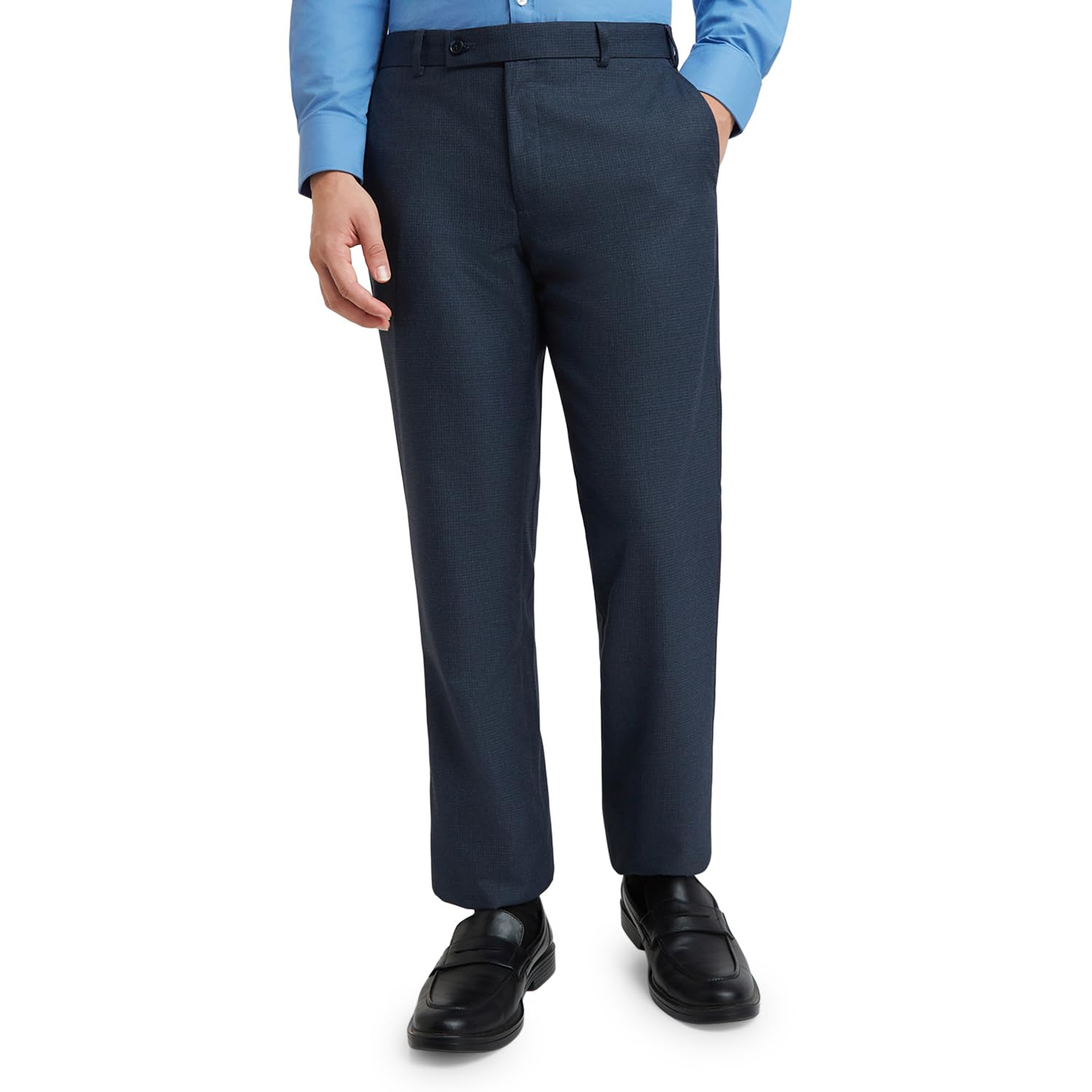 park avenue Men's Regular Fit Checks Pattern Poly Viscose Blend Flat Front Formal Trouser-picture-22