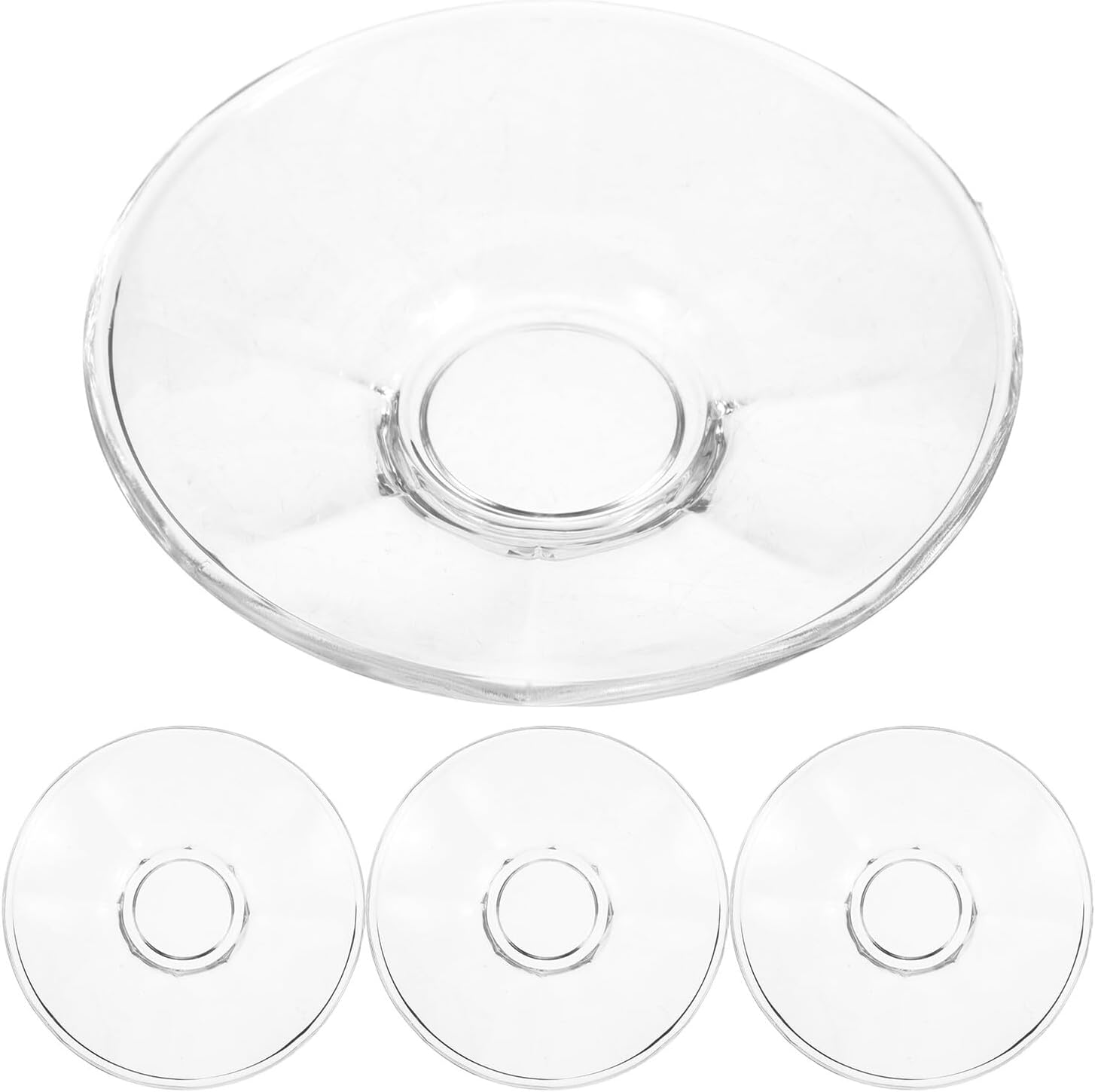 COLLBATH 4pcs Glass Tea Saucers and Dessert Plates round Glass Snack Dishes for Home Dining Serving Appetizers Fruits and Pastries