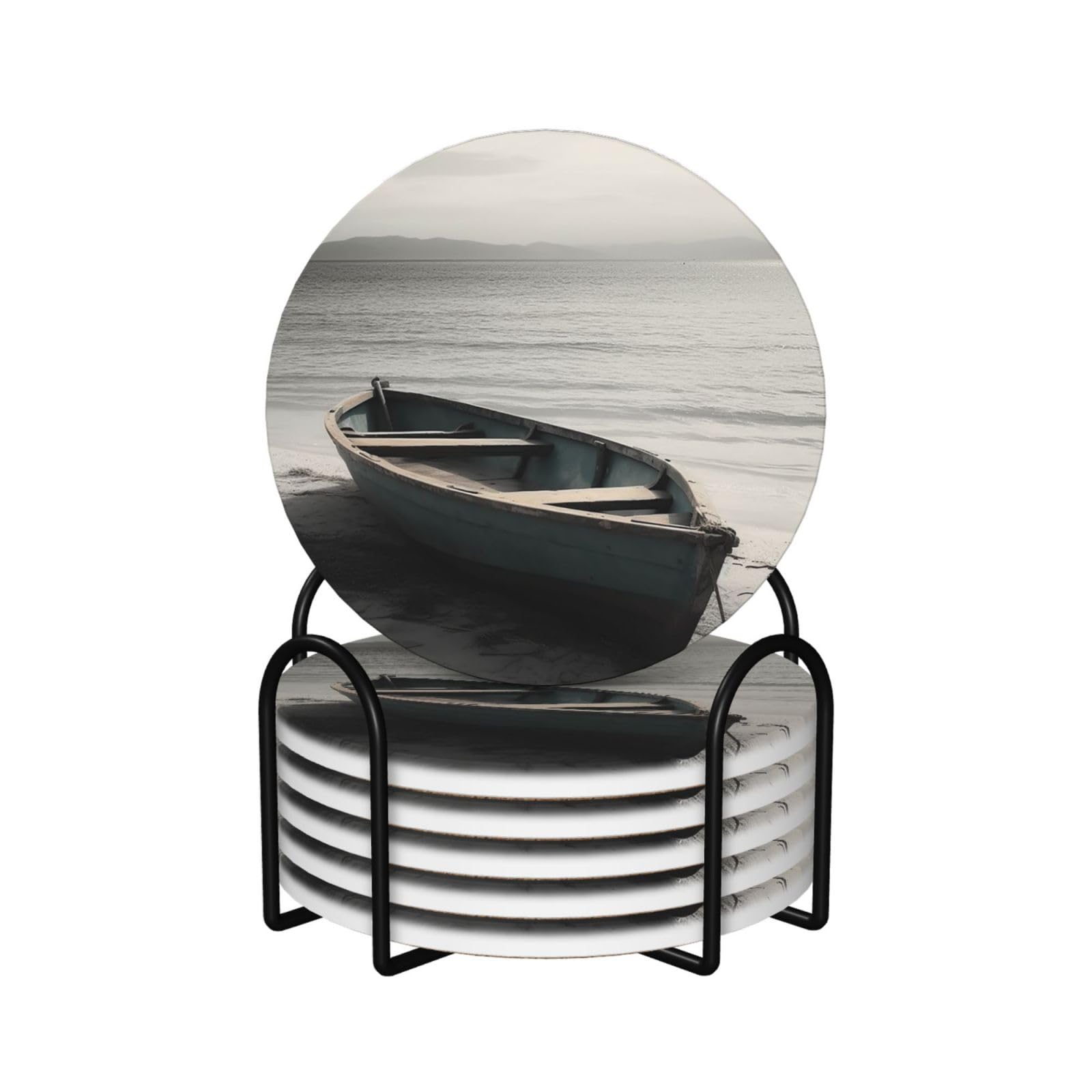 Dessous de verre en céramique lot de 6 avec support pour table basse