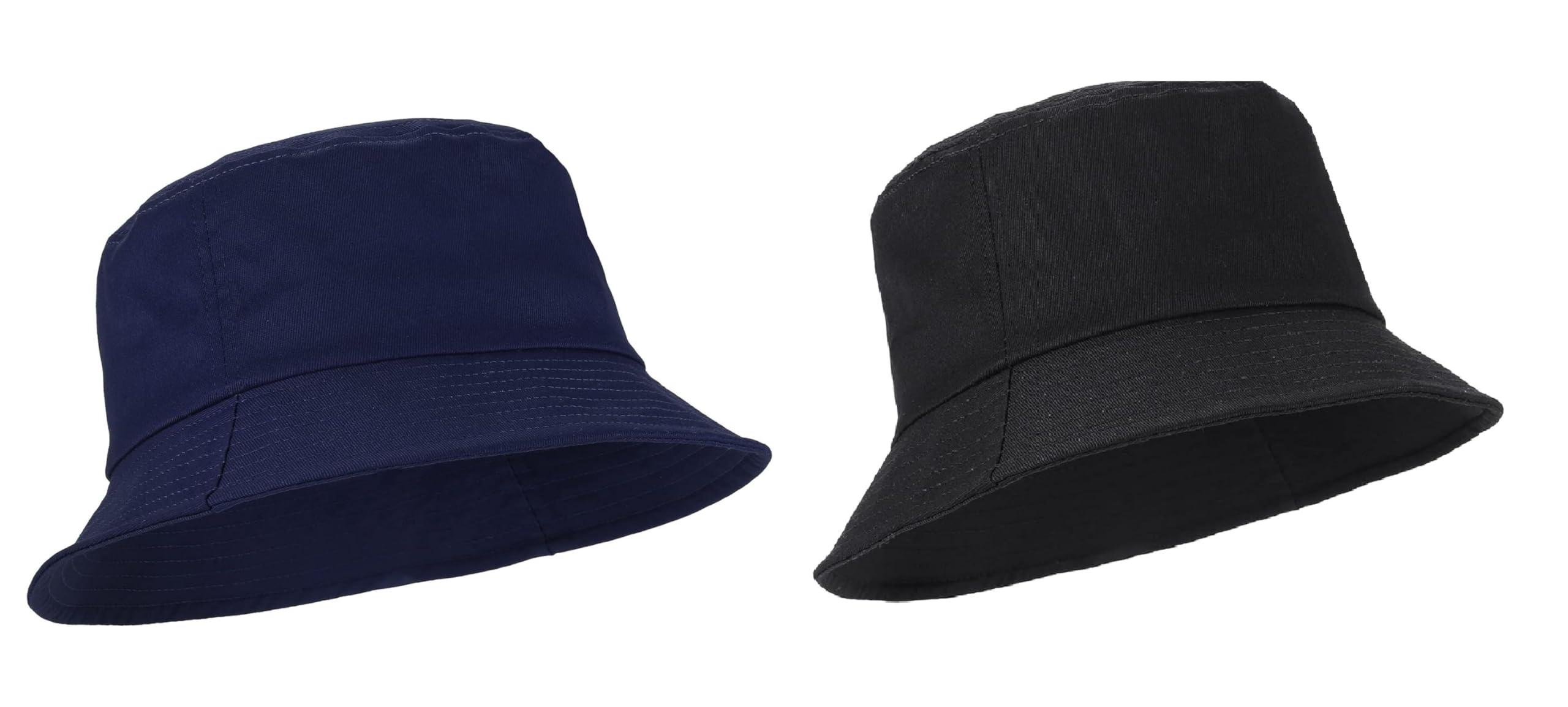 ATABZCombo Black and Blue Cotton Bucket Hat Packable Sun Hat for Men Women Pack of 2