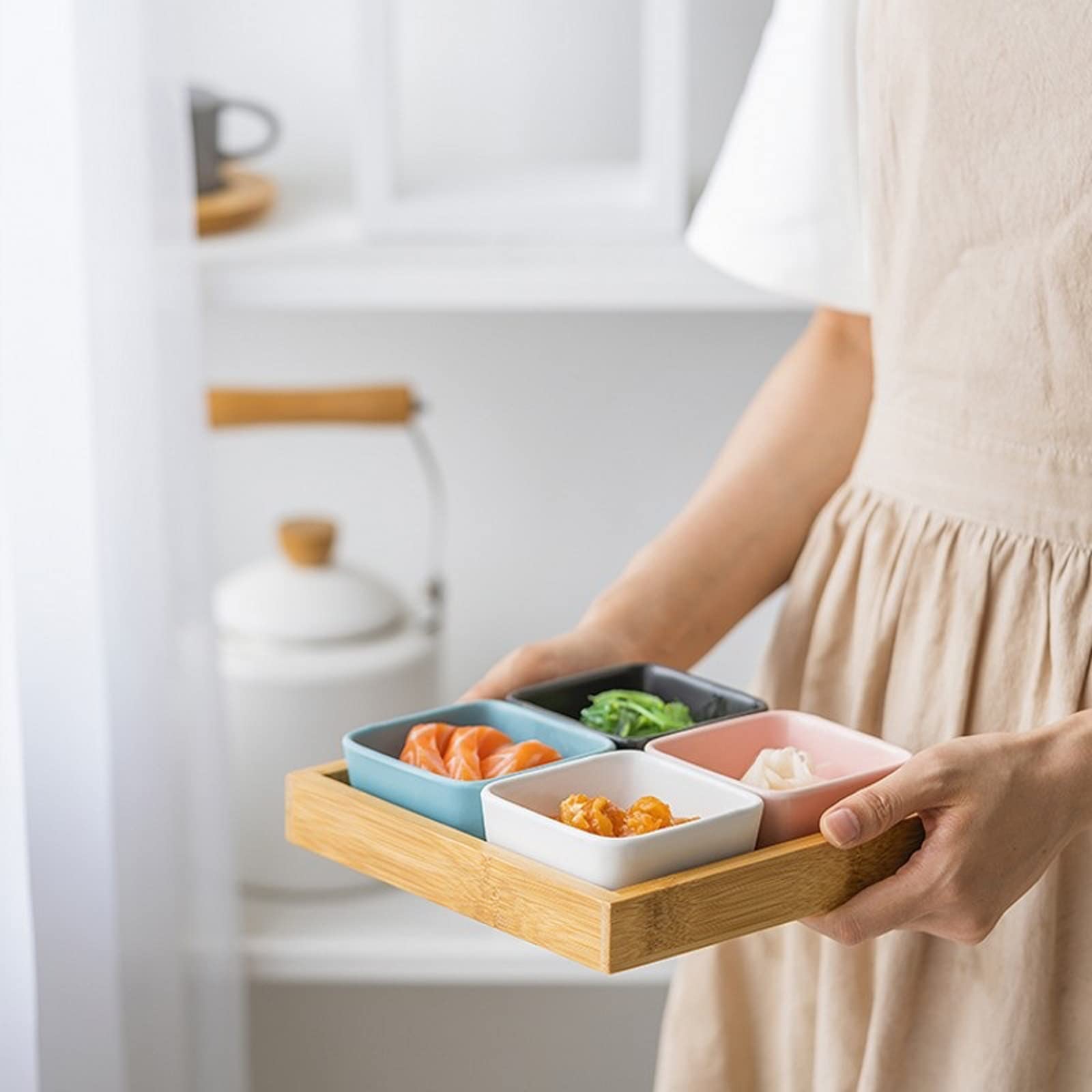 Ciotoline per aperitivo Nordico condimento Piatto Ceramica Quadrata Snack Snack assortimento assortimento di Snack for Uso Domestico Piatto Caldo salata Piatto Piatto Dessert Piatto Ciotole per Salse