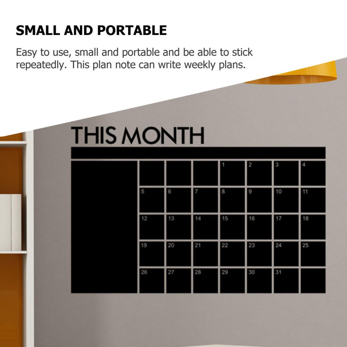 NUOBESTY 4 Pièces Calendrier Tableau Noir Autocollants Ménage Effaçable Calendrier Réfrigérateur Mensuel Magnétique Pour Tableau Réutilisable Planificateur