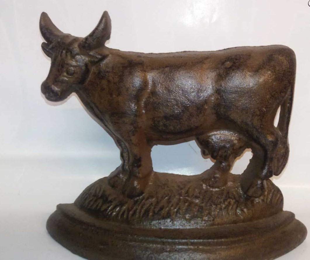 Cale-porte taureau en fonte brute déco rustique pour maison