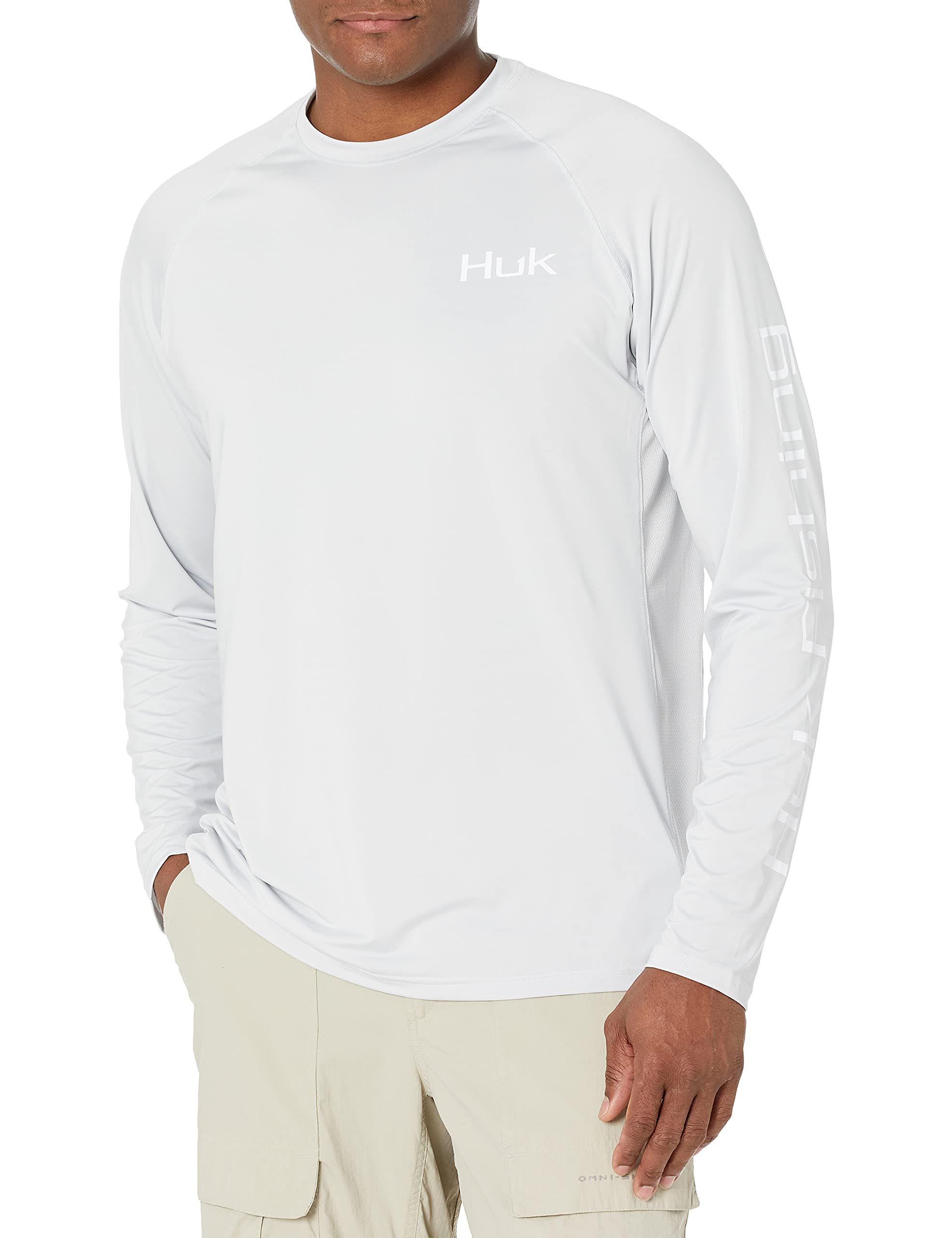 Huk Men's Pursuit Hogzilla | Long Sleeve Performance Fishing Shirt with +30 UPF Sun Protection, Seashell Pink, Small - 5