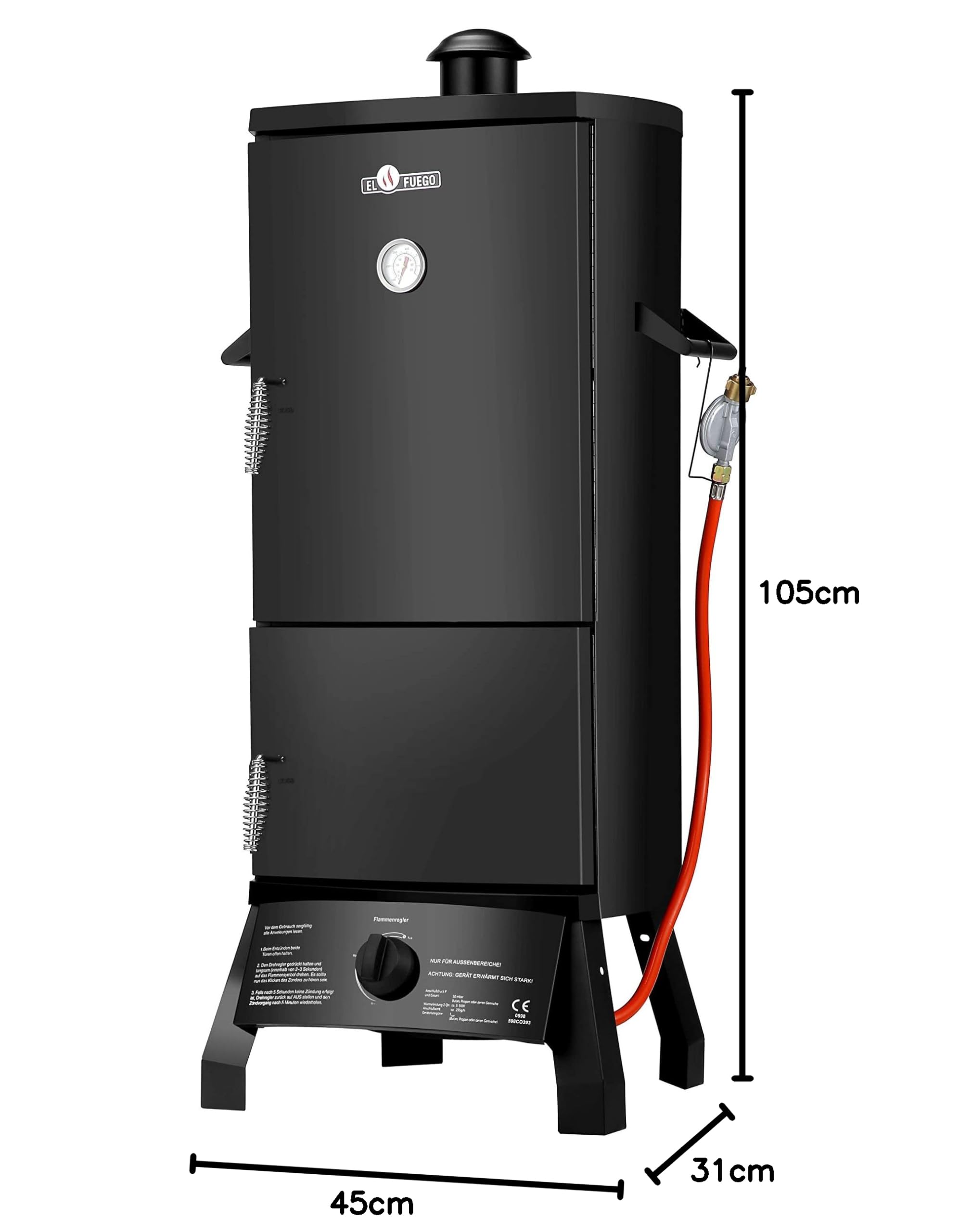 Gasgrill "PORTLAND" von El Fuego® | inkl. Gasschlauch und Druckminderer | inkl. Wasserschale & Smokebox | Räuchergrill | Smoker | AY 317