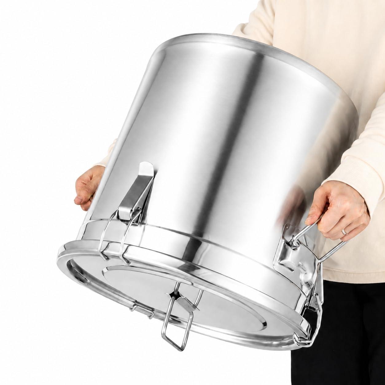 Luftdichter Edelstahl Eimer mit Deckel - 6L/12L/21L/33L Getreidebehälter Mehlbehälter zur Lebensmittel aufbewahrung in der Küche - Vorratsdosen für Reis, Mehl und Getreide (38x38x36cm 33L)