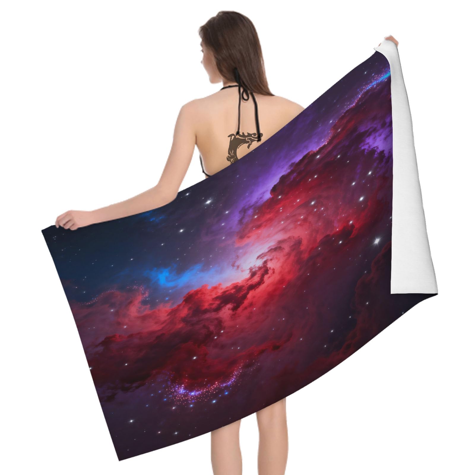 Leichong 3D Nebula Universe Beach Towel Microfiber Soft Quick Dry for Adults, Mystical Bath Towel Lightweight Soft Absorbent for Travel Swimming Pool Sports, 75 x 150 cm