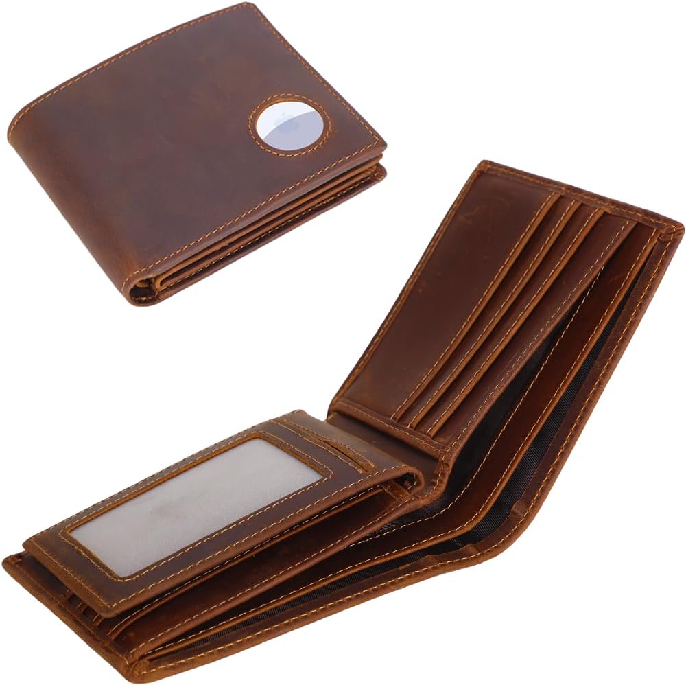 STAR VISTA Falcon V2 Vintage Slim Bifold Leather Wallet for Men, Detachable Bifold Card Case, Dual Bill Pockets, 14 Card Slots, RFID Blocking, ID Window, AirTag Holder