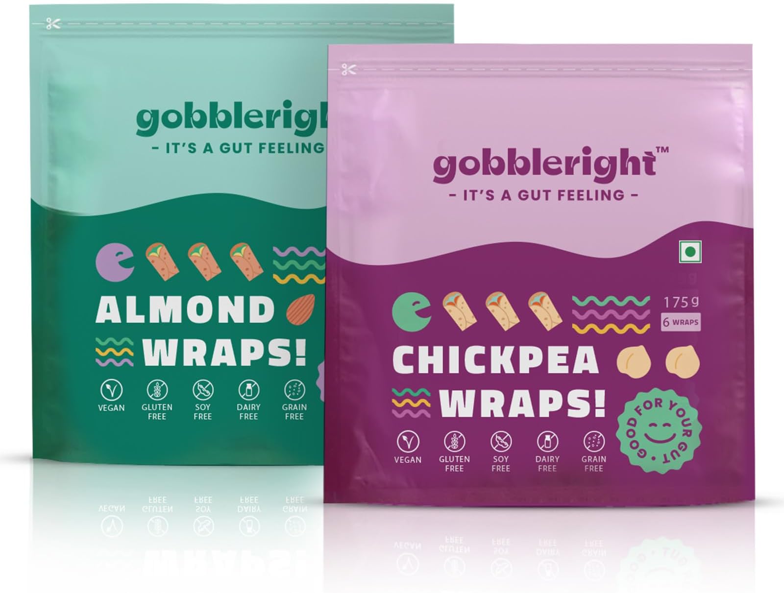 Gluten-Free Almond Wraps + Chickpea Wraps Bundle | Vegan, Grain-Free, Low-Calorie Tortilla Wraps for Tacos, Burritos, Shawarma & Rolls | Healthy Keto Snacks | 12 Wraps, High Protein, Dairy-Free