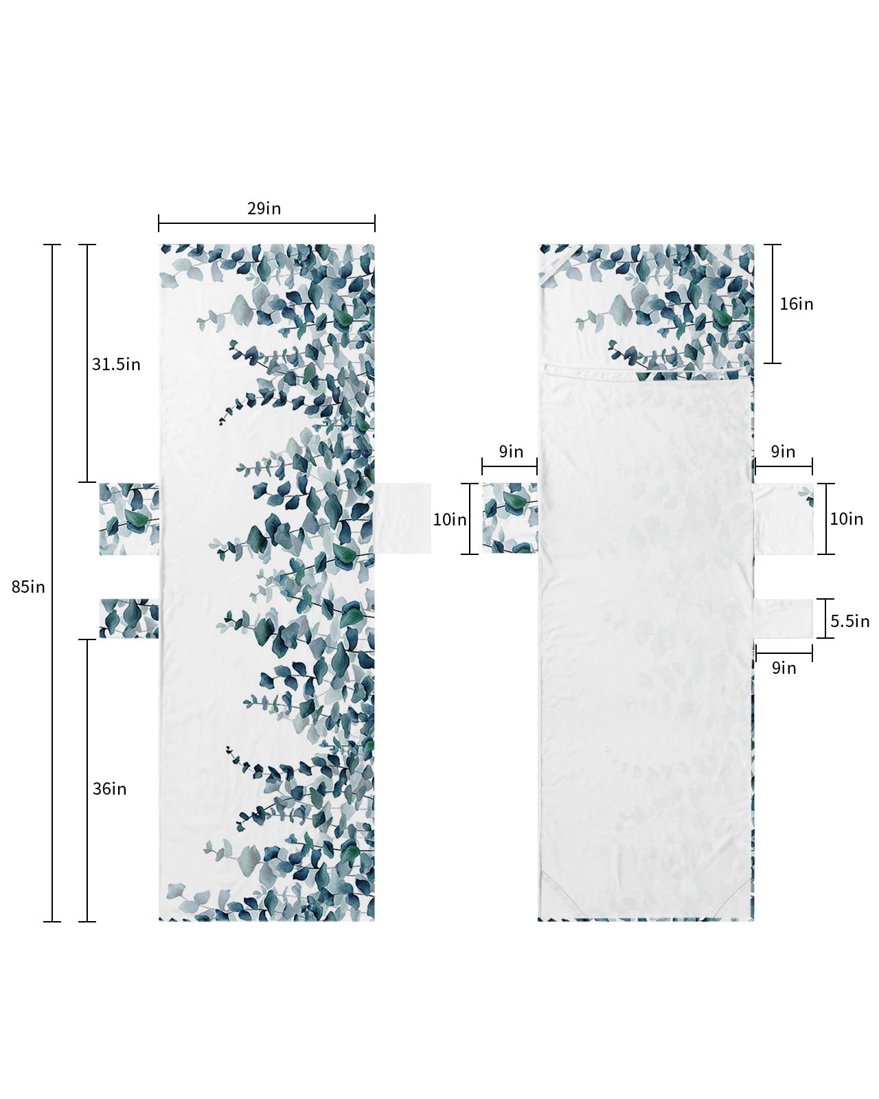 Turquoise Ombre Botanical Beach Lounge Chair Towel Cover, Soft Chaise Lounge Towel with Side Pockets Patio Pool Chairs Cover for Beach/Pool Sunbathing 29x85 Watercolor Floral Chic