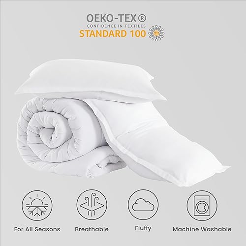 Miniatura 5 de SLEEP ZONE Juego de edredón de tamaño Queen, edredón reversible alternativo al plumón, ligero, suave y transpirable para todas las estaciones,