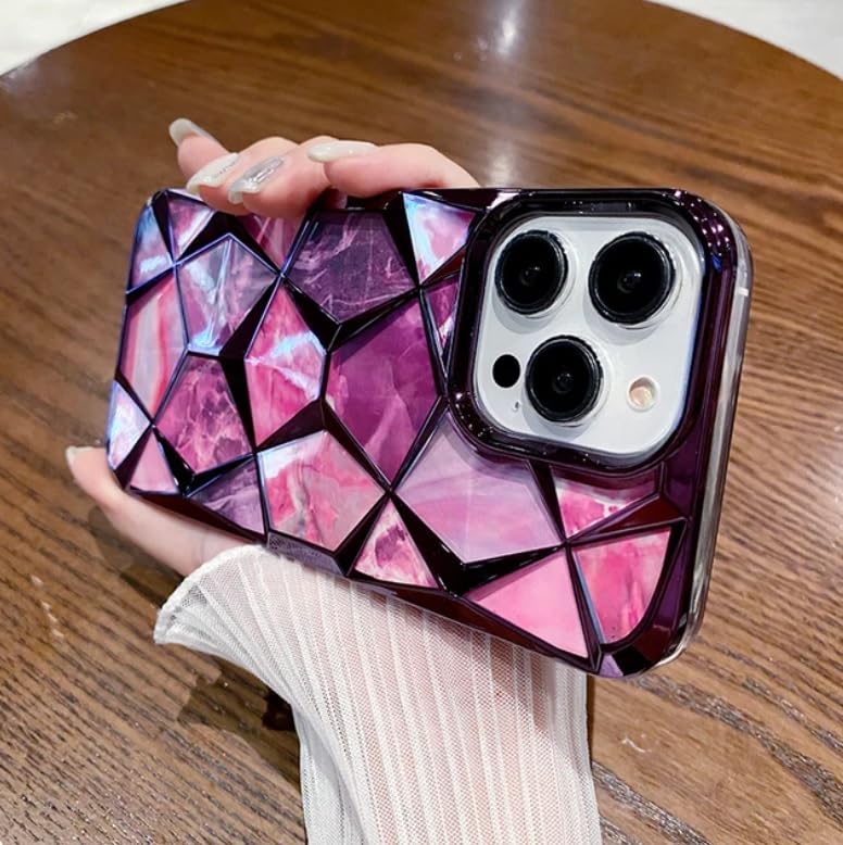 Image of COVERLY for iPhone 15 Pro Max 3D Diamond Glitter Sparkle Case,Full Protective Luxury Splash Bling Back Case Pastel Colorful Fashion Aesthetic Cover for Apple iPhone 15 Pro Max (Pinkish Purple)