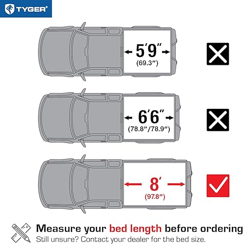 Vista 25 de Tyger Auto T3 - Cubierta suave de triple pliegue para caja de camioneta con laterales rectos de 6 pies 6 pulgadas (78 pulgadas), color negro