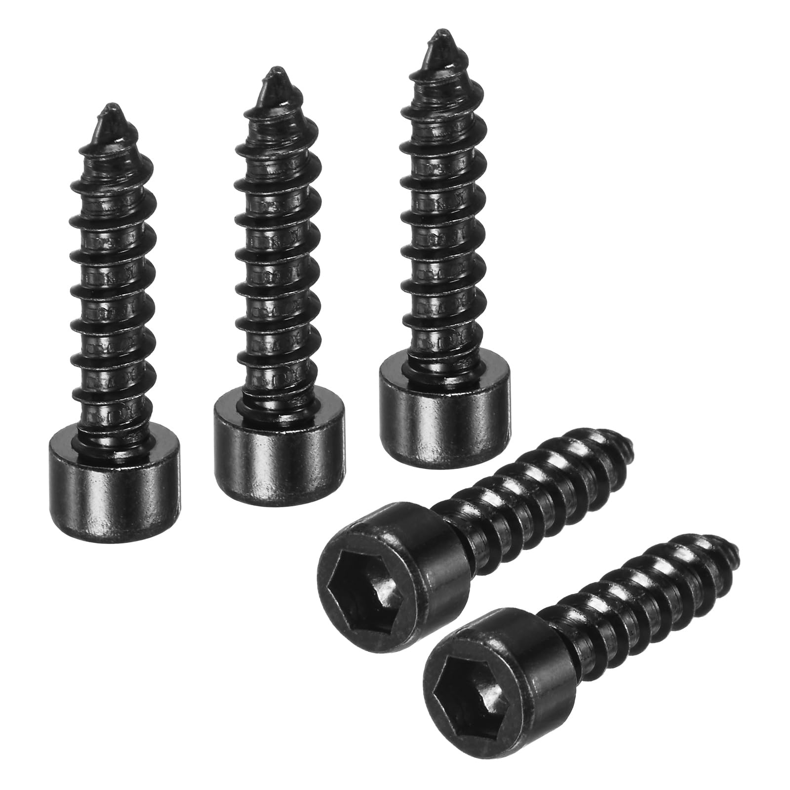 M METERXITY 50 Pack Hex Socket Head Screws, M6x25mm Stainless Steel Bolts Full Thread Self Tapping Screws for Furniture Machinery Electrical Appliances [Black]