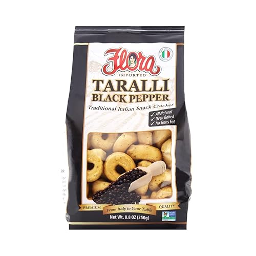 Miniatura 6 de Taralli by Flora - Galleta italiana de 7.05 onzas - Horno natural horneado - Sin colesterol - Bocadillo salado - 100% italiano (aceite de oliva)