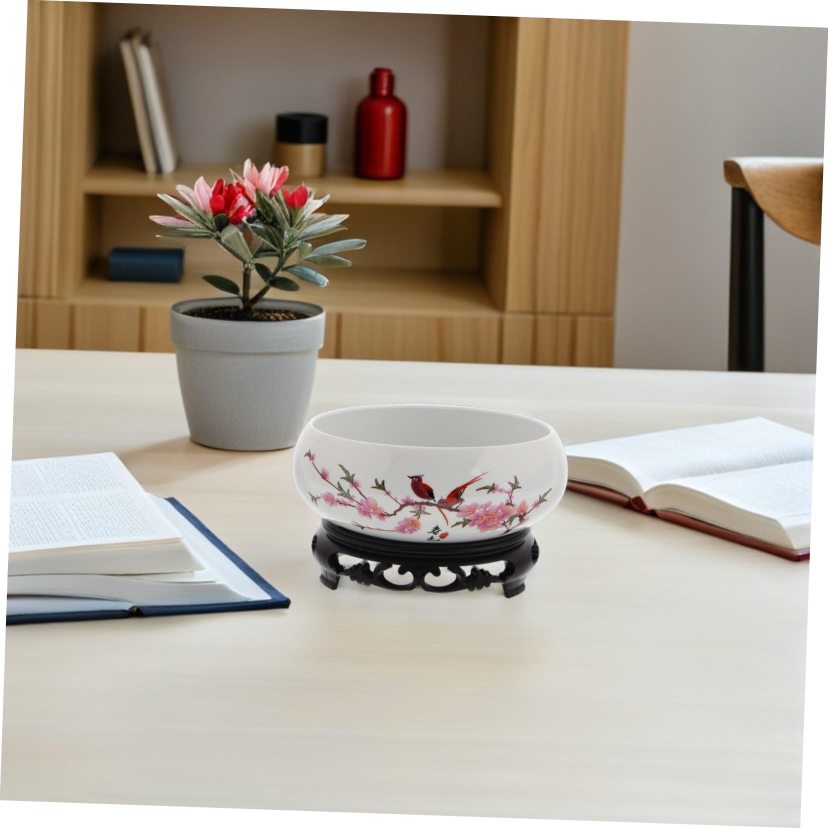 ORFOFE Ceramiczna Doniczka Lotosy z Podstawą Stojaka Hydroponiczna Porcelanowa Osłonka Kwiaty bez Otworów Dekoracyjna Do Sukulentów Do Wnętrz i