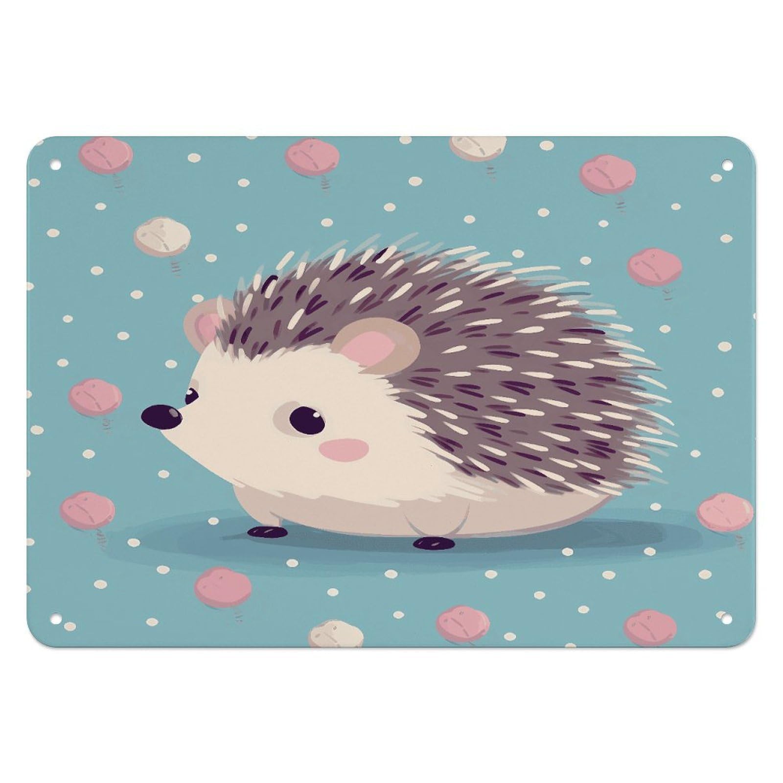 Btcowzrv Style Hedgehog Polkadot Metal Sign, 5.5" X 7.9" Tin Wall Decor, Wall Art Plaques For Home Wedding Decor Room Living Room Decoration