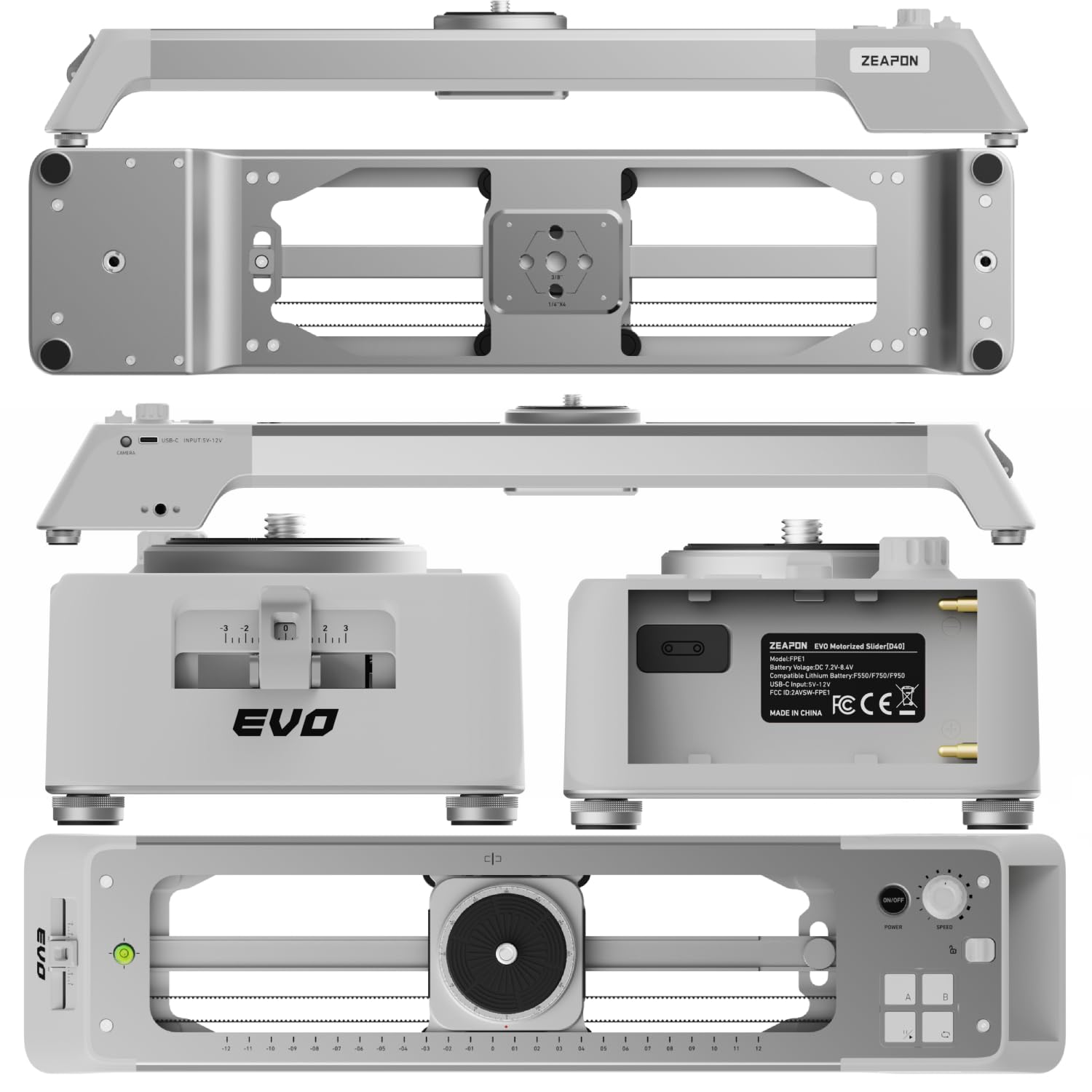 ZEAPON EVO D40 Motorisierter Kamera-Slider – 470 mm leiser elektrischer Schienenverteiler für spiegellose DSLR-Kameras mit Echtzeit-Geschwindigkeitsregelung, AB-Punkt-Einstellung