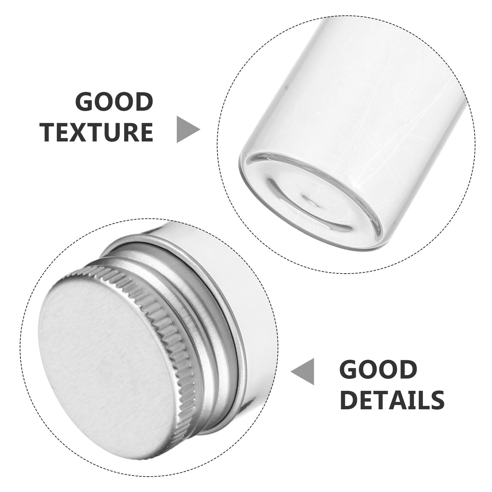 Tubos de Ensayo de Vidrio Transparente 60 Ml con Tapas de Aluminio 30 Piezas Frascos Pequeños Rellenables para Cosméticos y Laboratorio Adecuado para Almacenamiento y Muestras