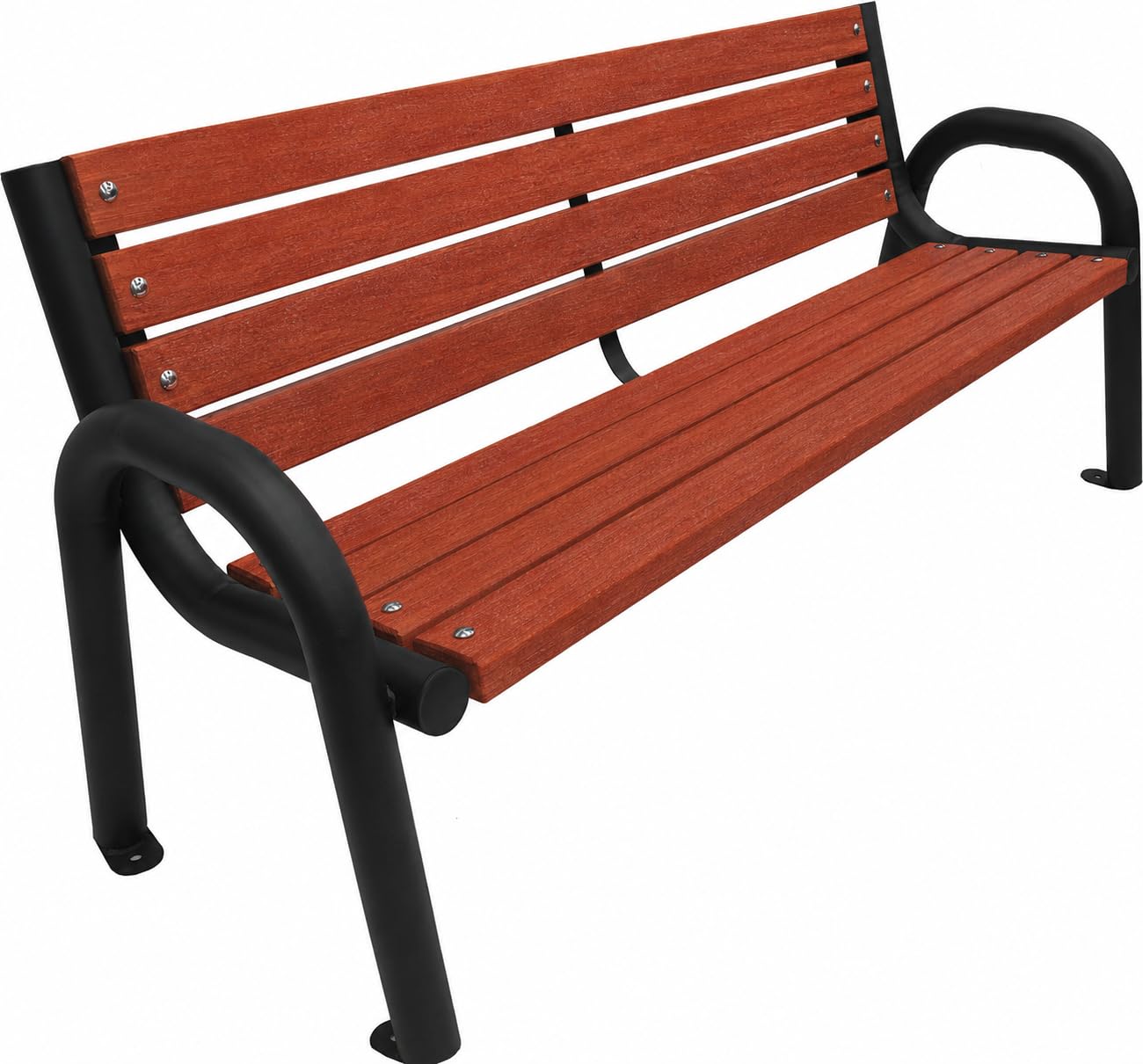 Banc de Jardin en Bois 175 cm, Banc Extérieur Jardin en Métal 500 kg