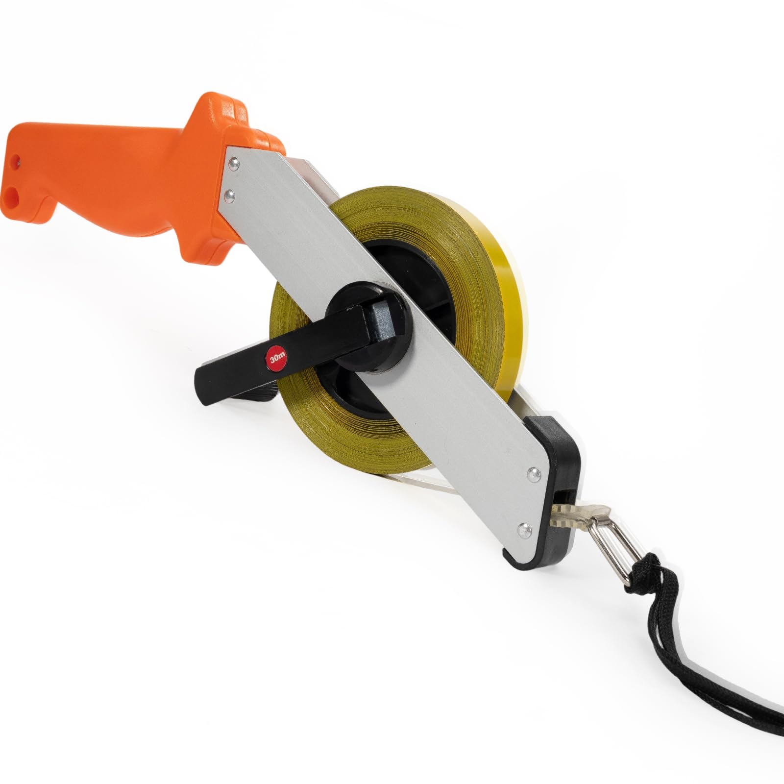 Cinta métrica precisa de acero de 30 m con escala de milímetros, mango ergonómico, manivela plegable para obras, casas y jardines – Cinta metálica duradera para medir grandes superficies