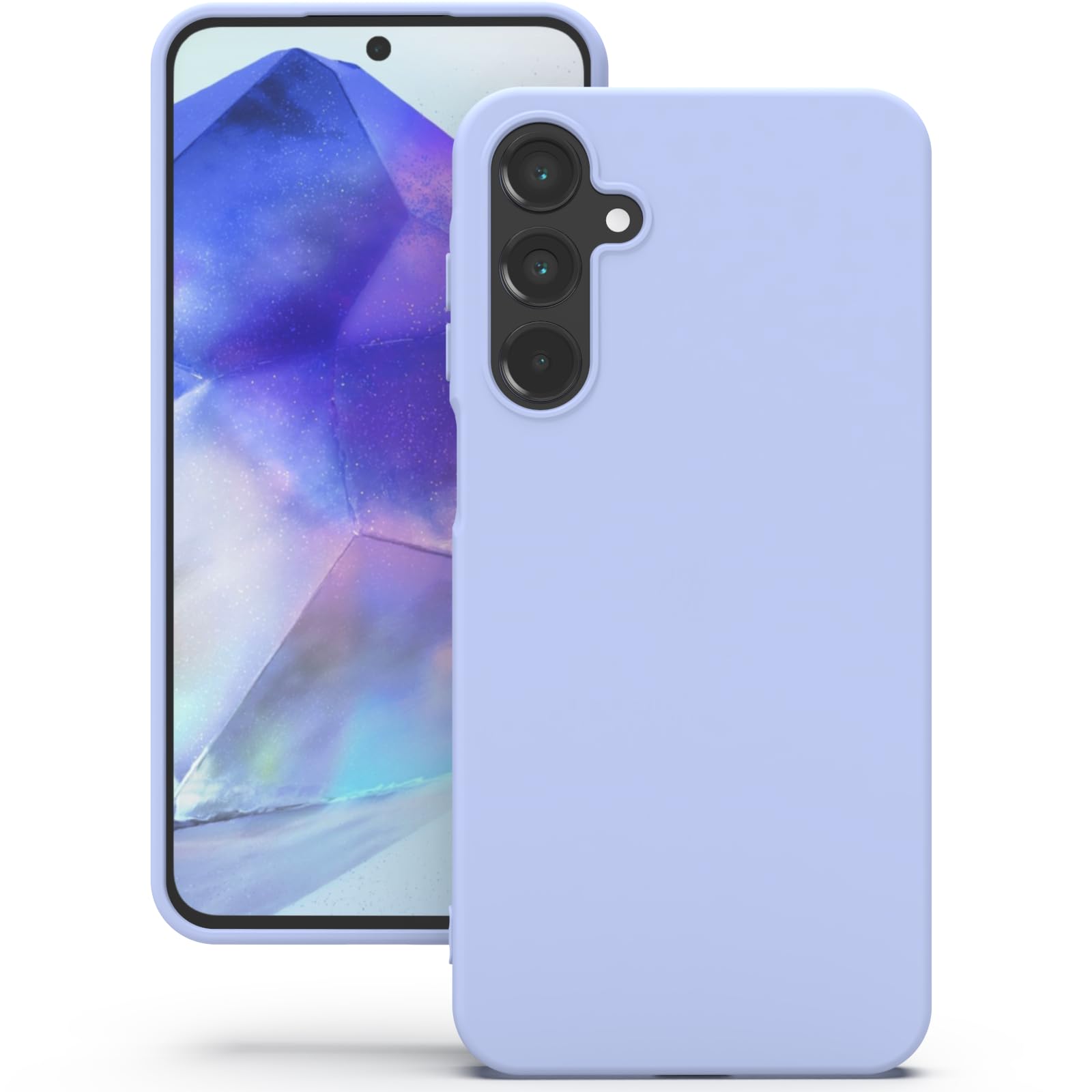 YATWIN Silicone Back Case for Samsung Galaxy A55, Soft-Touch Phone Back Cover for Samsung Galaxy A55 - Lilac