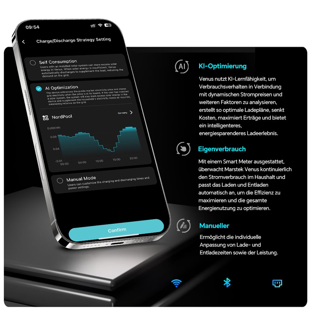 Marstek Venus E 3.0 Balkonkraftwerk mit Speicher: AC Gekoppeltes Energiespeichersystem mit Zähler, 0% MwSt, 5.12kWh LFP, 2,5kW PV-Eingangsleistung/Ausgang, Erweiterung bis zu 15,36kWh, Plug&Play