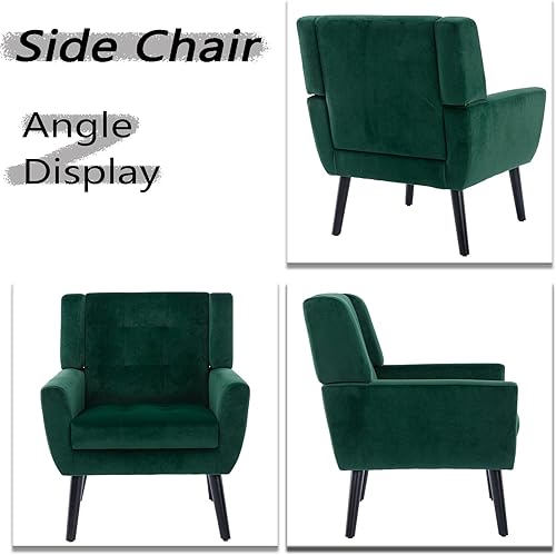 Miniatura 14 de Dolonm Midcentury - Silla decorativa moderna con brazos, silla auxiliar de lectura de tela tapizada con respaldo copetudo, silla decorativa con Gris