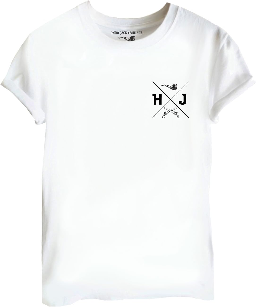 Tattooed VillainsHobo Jack - HJ Crest - White tee - Tshirt