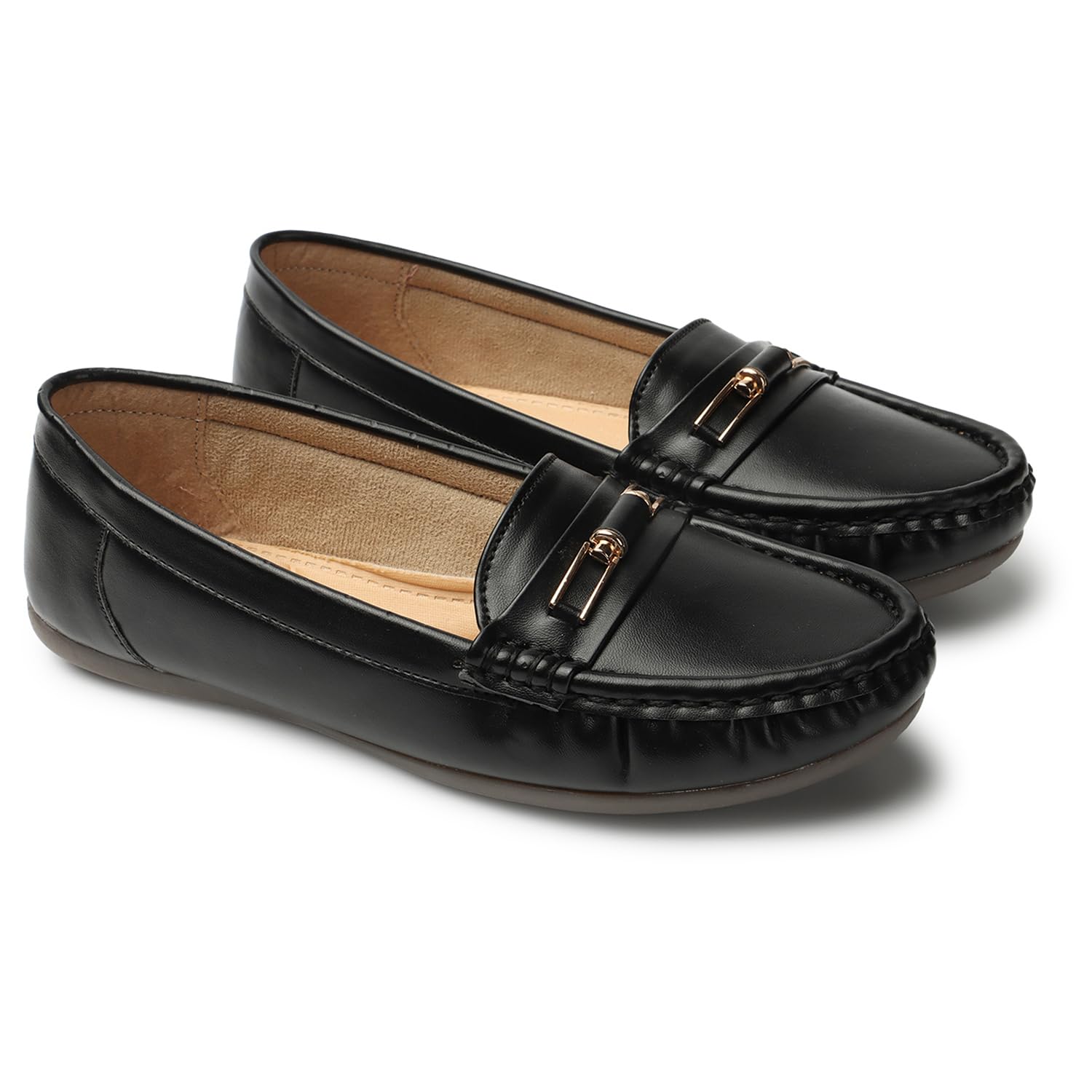 Bella Toes Synthetic Leather Womens Loafer Shoes with Memory Foam Horsebit Loafers (Black, Numeic_6) (B0C7883W82) Amazon Price History, Amazon Price Tracker