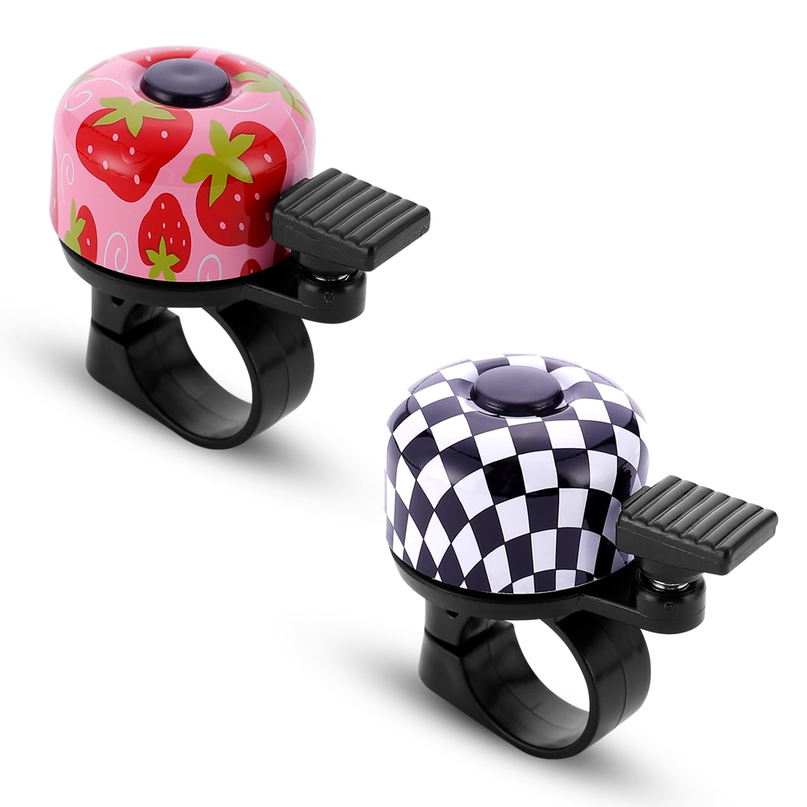 Paliston Bike Bell Bicycle Bell Crisp Sound for Adults Kids Boys Girls Strawberry & Checkered