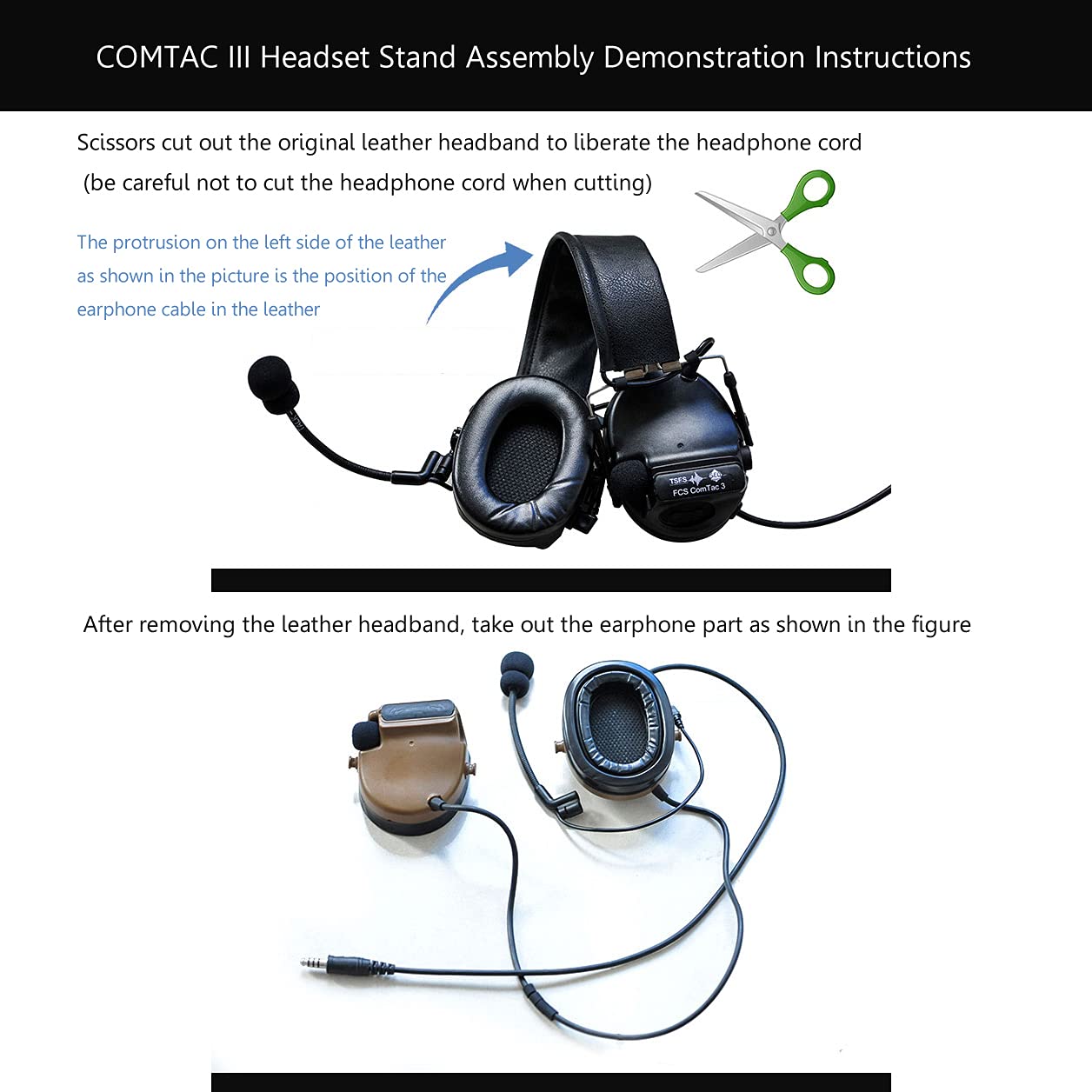 Adaptateur casque FMA type Comtac II pour rails ARC TB1443 Noir
