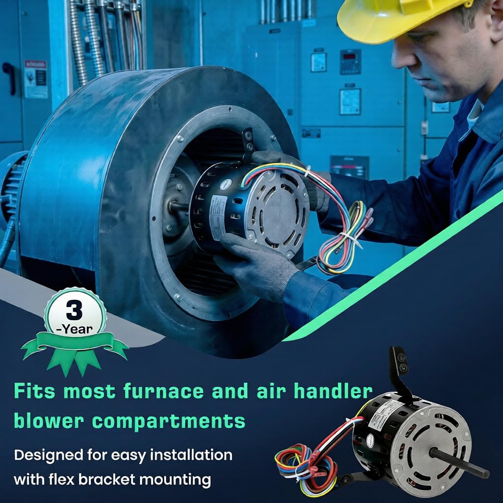 B1340020S Furnace Blower Motor, Replaces for B1340020, B1340020S, B1340004, B1340009, 1/2HP 115V 1075RPM, Compatible with GMP100-4, GMNT080-4, GMPN100-4, GMPN080-4