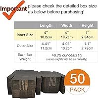 Vista 2 de Paquete de 50 cajas de envío pequeñas de 4 x 4 x 1 pulgadas, sobres de cartón corrugado para negocios, color negro (CM441B)