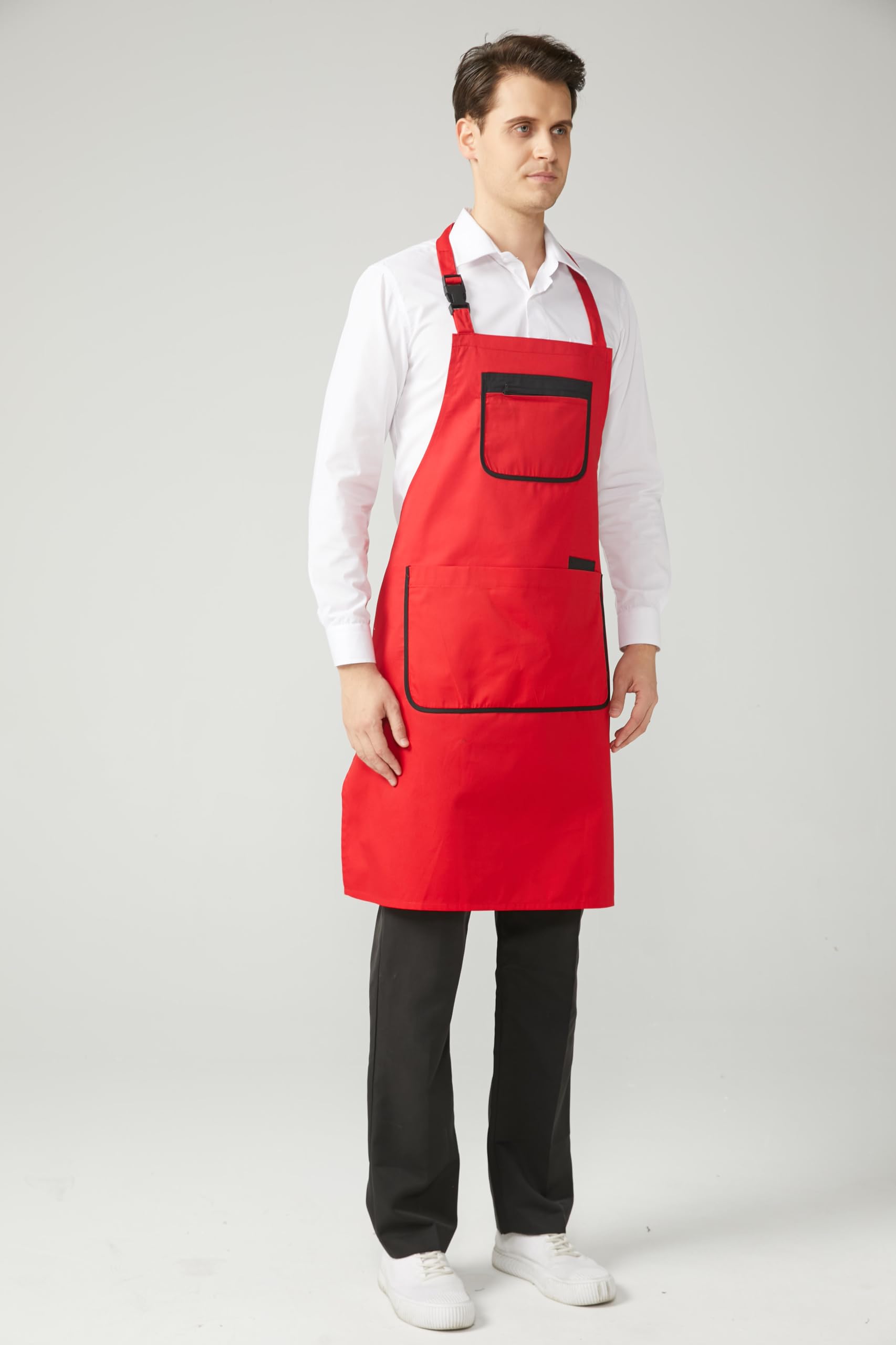 Victory KAIXUAN – DELANTAL CON PETO AUTOMÁTICO UNISEX - UNIFORME DE SERVICIO DOMÉSTICO Y LIMPIEZA SANIDAD MÉDICO HOSTELERÍA - SERIE XGN007 PACK* 10 PCS