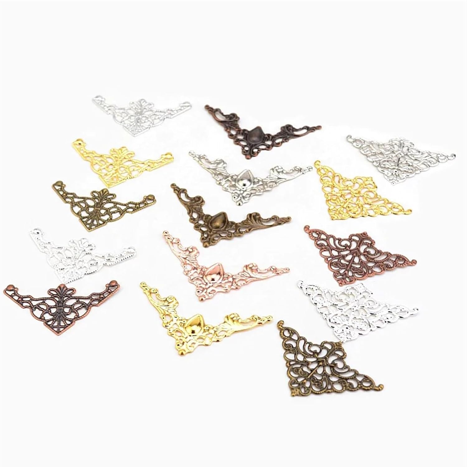 Metal corner protector decorative corner 10/20/50PCs Metal Corners for Books Scrapbooking Photo Albums Menus Corner Protectors Metal Crafts DIY Ornament Corner Decorative Protectors(50 PCs,22x31mm Sil