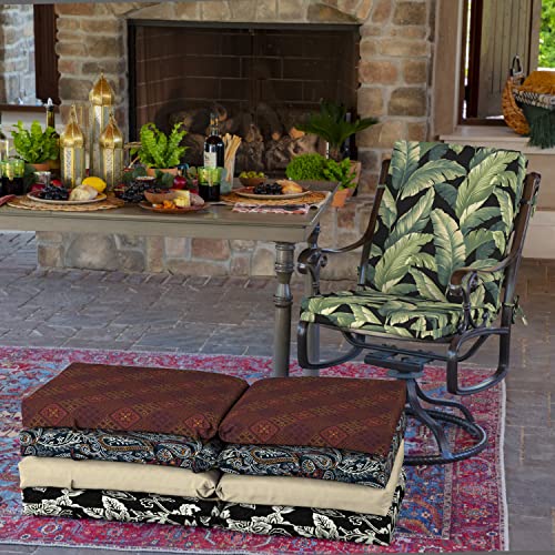 Image of Arden 2-Pack Patio Dining Outdoor Chair Cushions, 20x44, Rain-Proof Seat Pad, Fade-Resistant Outdoor Onyx Cebu