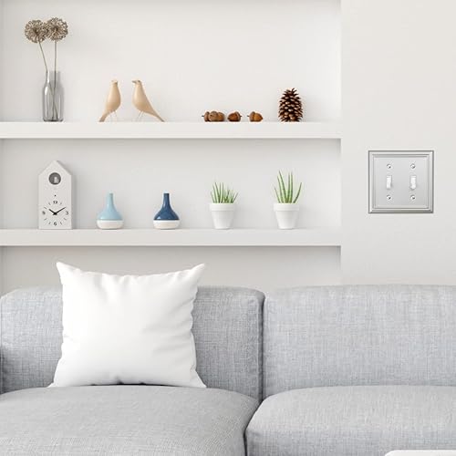 Vista 30 de Adler - Cubierta cuádruple para interruptor de luz decorativa Adler, placa de pared de metal, paquete de 2 unidades, níquel cepillado de 4